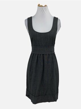 Theory wool tweed micro plaid dress with front pocket and exposed zipper size 8